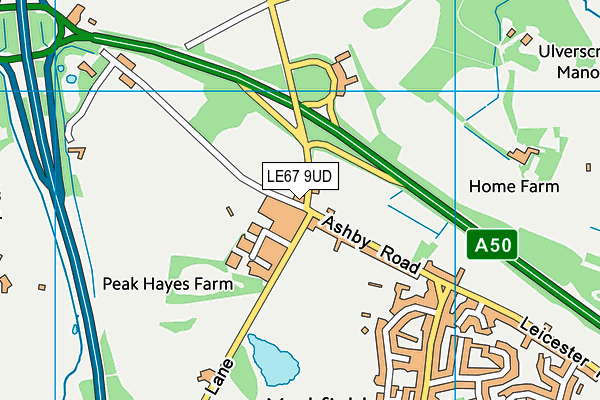 LE67 9UD map - OS VectorMap District (Ordnance Survey)