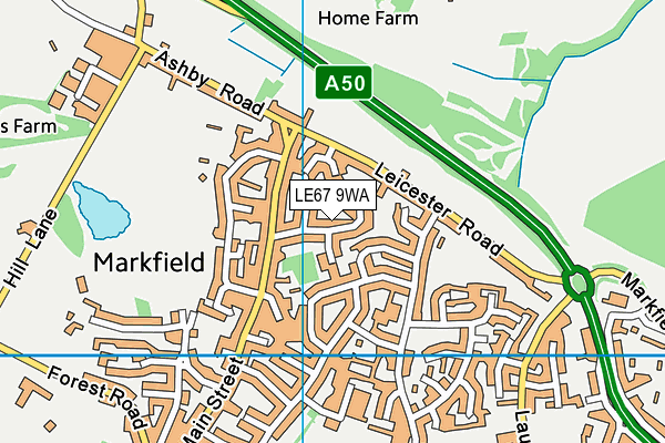 LE67 9WA map - OS VectorMap District (Ordnance Survey)