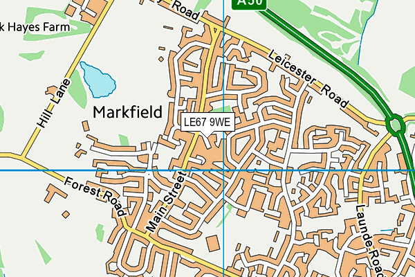 LE67 9WE map - OS VectorMap District (Ordnance Survey)