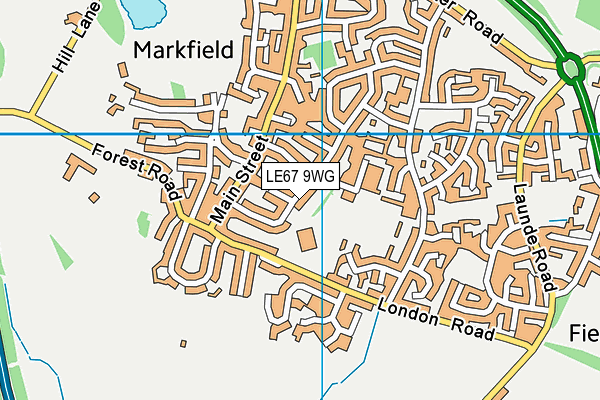 LE67 9WG map - OS VectorMap District (Ordnance Survey)