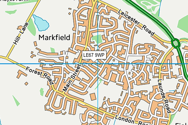 LE67 9WP map - OS VectorMap District (Ordnance Survey)