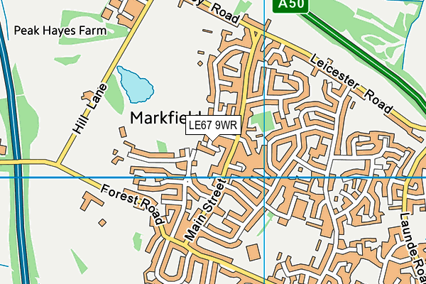 LE67 9WR map - OS VectorMap District (Ordnance Survey)