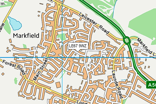 LE67 9WZ map - OS VectorMap District (Ordnance Survey)