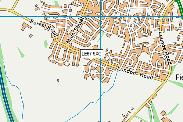 LE67 9XG map - OS VectorMap District (Ordnance Survey)