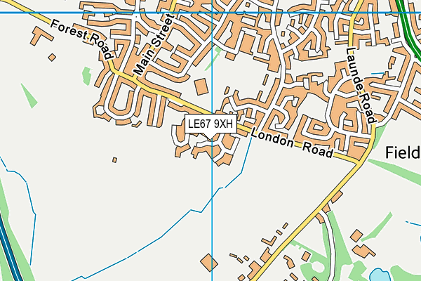 LE67 9XH map - OS VectorMap District (Ordnance Survey)