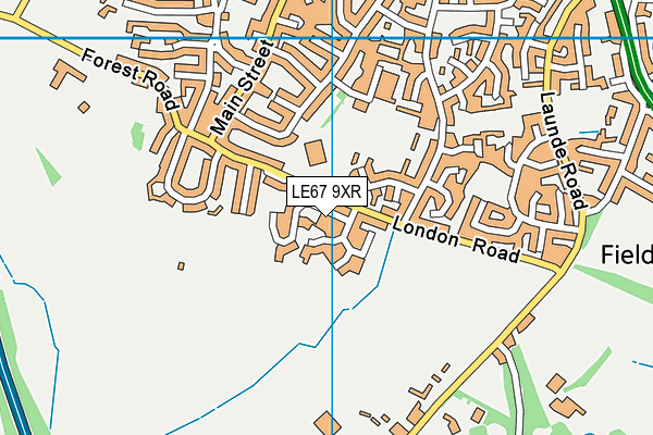 LE67 9XR map - OS VectorMap District (Ordnance Survey)