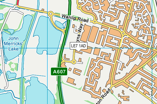 LE7 1AD map - OS VectorMap District (Ordnance Survey)