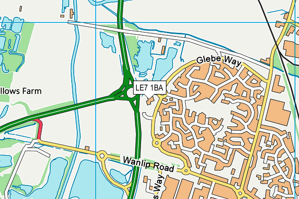 LE7 1BA map - OS VectorMap District (Ordnance Survey)