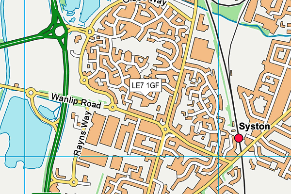 LE7 1GF map - OS VectorMap District (Ordnance Survey)