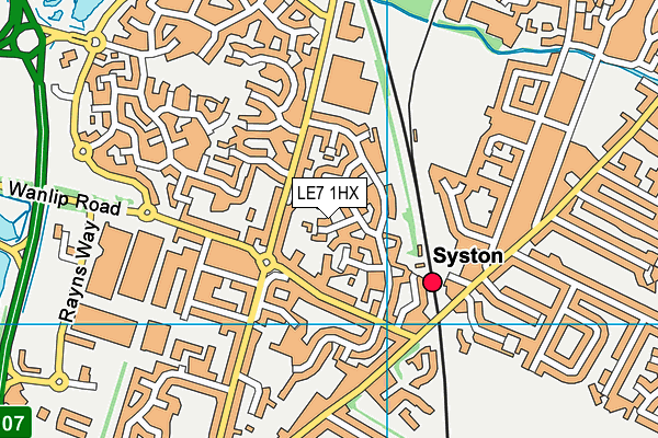LE7 1HX map - OS VectorMap District (Ordnance Survey)