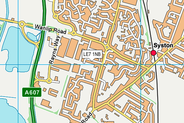 LE7 1NB map - OS VectorMap District (Ordnance Survey)