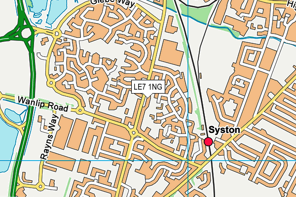LE7 1NG map - OS VectorMap District (Ordnance Survey)