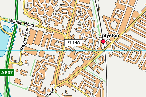 LE7 1NW map - OS VectorMap District (Ordnance Survey)