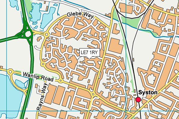 LE7 1RY map - OS VectorMap District (Ordnance Survey)