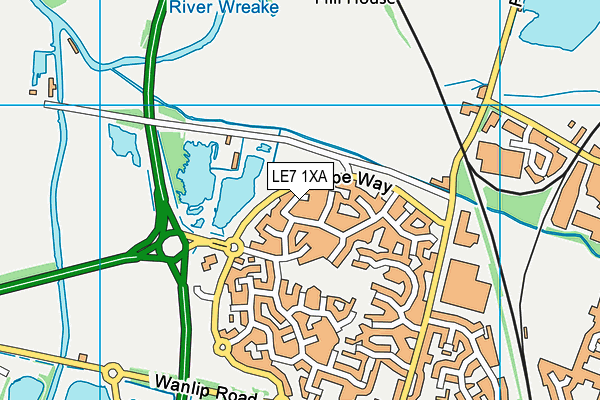 LE7 1XA map - OS VectorMap District (Ordnance Survey)