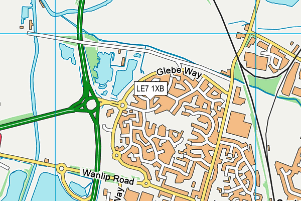 LE7 1XB map - OS VectorMap District (Ordnance Survey)