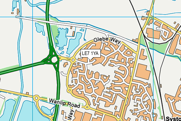 LE7 1YA map - OS VectorMap District (Ordnance Survey)