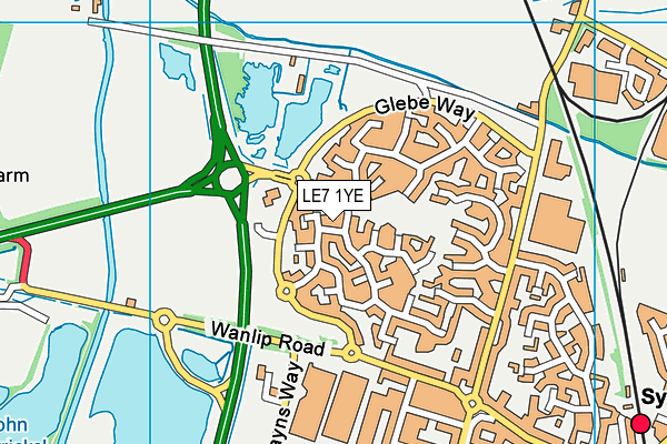 LE7 1YE map - OS VectorMap District (Ordnance Survey)