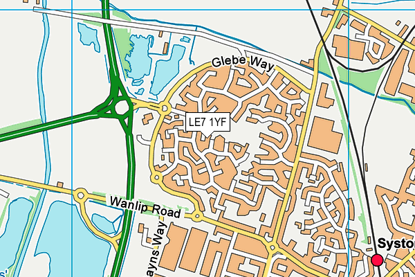 LE7 1YF map - OS VectorMap District (Ordnance Survey)