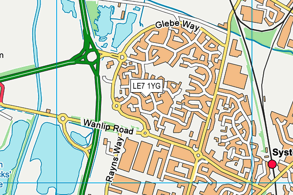 LE7 1YG map - OS VectorMap District (Ordnance Survey)