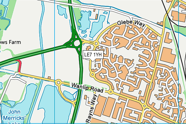 LE7 1YH map - OS VectorMap District (Ordnance Survey)