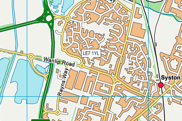 LE7 1YL map - OS VectorMap District (Ordnance Survey)