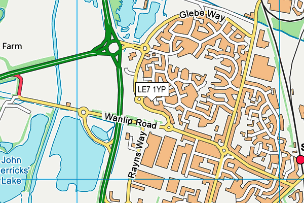 LE7 1YP map - OS VectorMap District (Ordnance Survey)