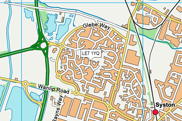 LE7 1YQ map - OS VectorMap District (Ordnance Survey)
