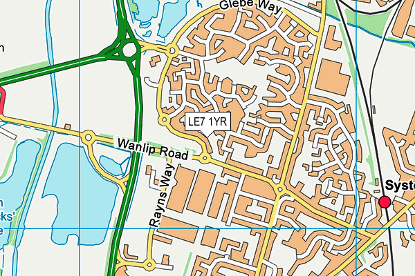 LE7 1YR map - OS VectorMap District (Ordnance Survey)