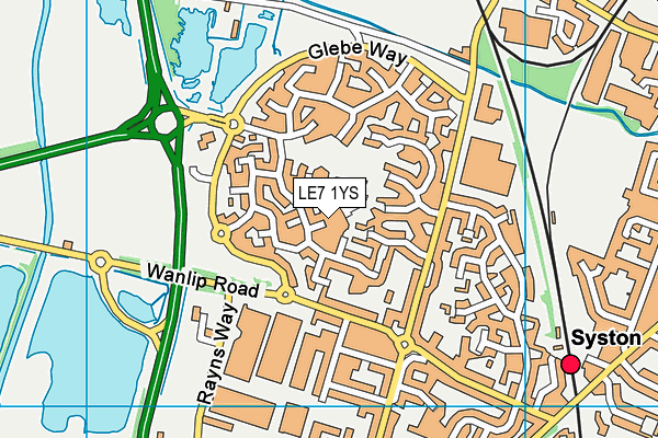 LE7 1YS map - OS VectorMap District (Ordnance Survey)