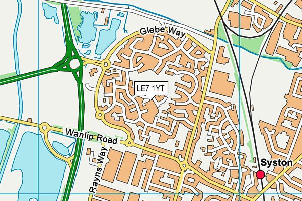 LE7 1YT map - OS VectorMap District (Ordnance Survey)
