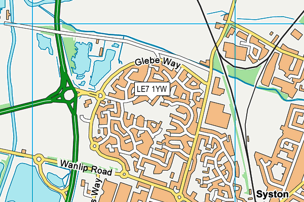 LE7 1YW map - OS VectorMap District (Ordnance Survey)