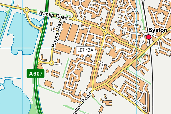 LE7 1ZA map - OS VectorMap District (Ordnance Survey)