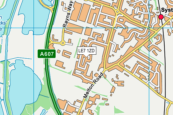 LE7 1ZD map - OS VectorMap District (Ordnance Survey)