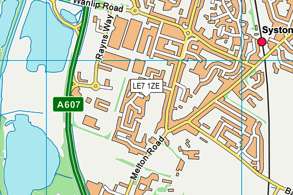 LE7 1ZE map - OS VectorMap District (Ordnance Survey)