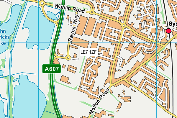 LE7 1ZF map - OS VectorMap District (Ordnance Survey)