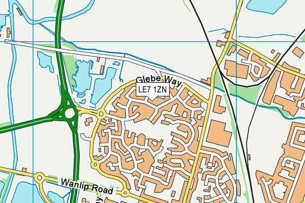 LE7 1ZN map - OS VectorMap District (Ordnance Survey)
