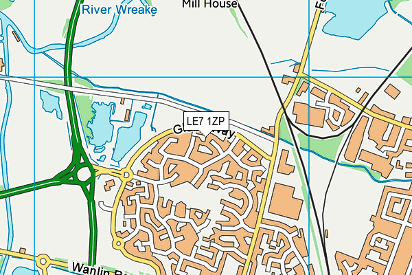 LE7 1ZP map - OS VectorMap District (Ordnance Survey)