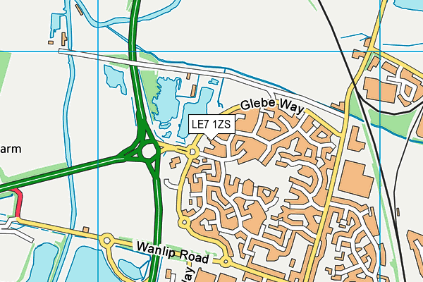 LE7 1ZS map - OS VectorMap District (Ordnance Survey)