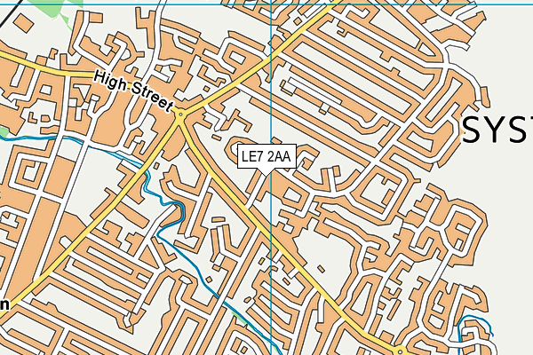 LE7 2AA map - OS VectorMap District (Ordnance Survey)