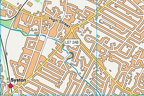 LE7 2AB map - OS VectorMap District (Ordnance Survey)