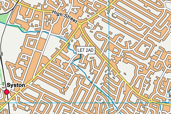 LE7 2AD map - OS VectorMap District (Ordnance Survey)