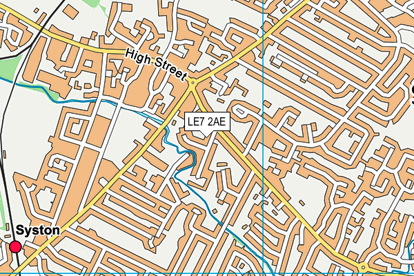 LE7 2AE map - OS VectorMap District (Ordnance Survey)