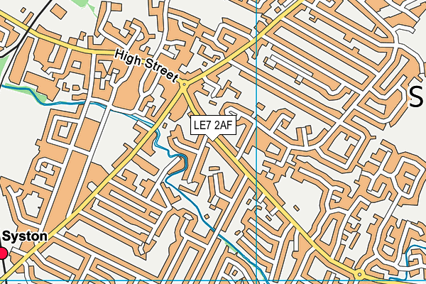 LE7 2AF map - OS VectorMap District (Ordnance Survey)