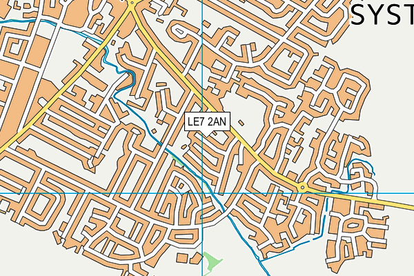 LE7 2AN map - OS VectorMap District (Ordnance Survey)