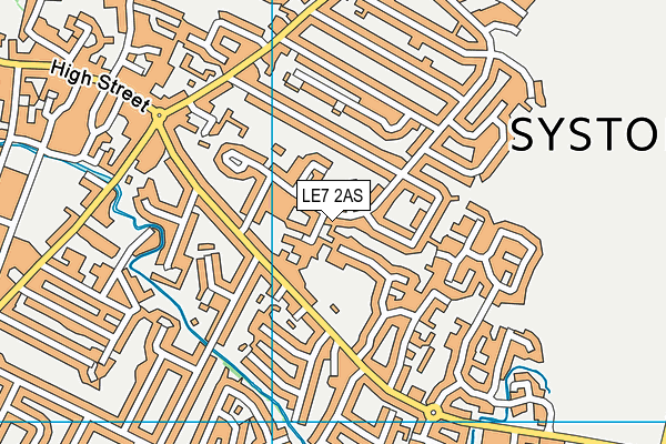LE7 2AS map - OS VectorMap District (Ordnance Survey)