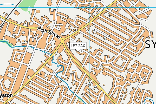 LE7 2AX map - OS VectorMap District (Ordnance Survey)
