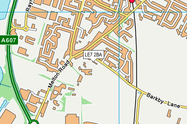 LE7 2BA map - OS VectorMap District (Ordnance Survey)