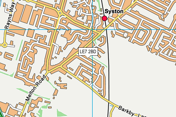 LE7 2BD map - OS VectorMap District (Ordnance Survey)