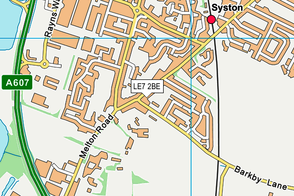 LE7 2BE map - OS VectorMap District (Ordnance Survey)